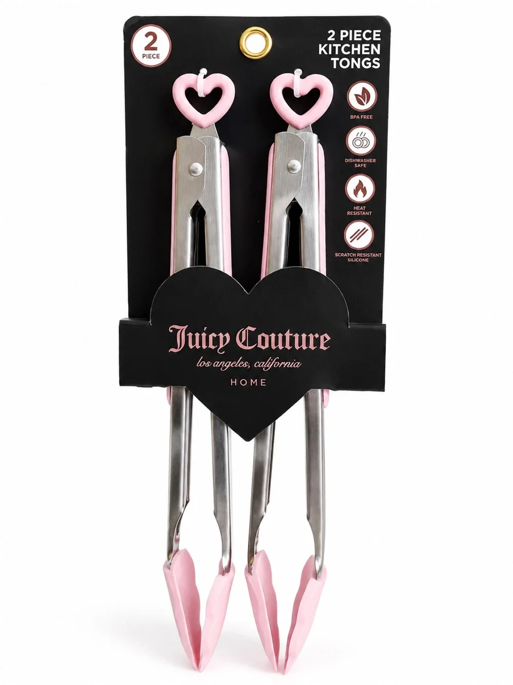 👩🏻🍳Juicy Couture Home Pink Heart Kitchen Tongs 2 Piece Set NWT